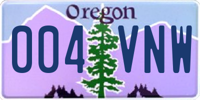 OR license plate 004VNW