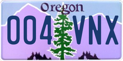 OR license plate 004VNX