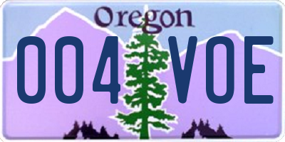 OR license plate 004VOE