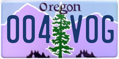 OR license plate 004VOG