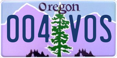 OR license plate 004VOS