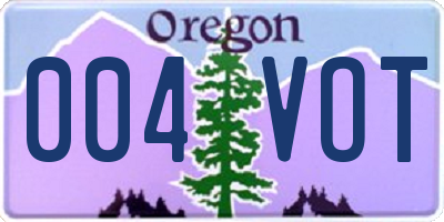 OR license plate 004VOT