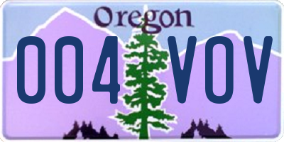 OR license plate 004VOV
