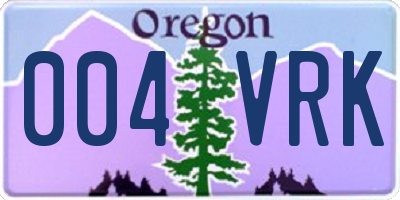 OR license plate 004VRK