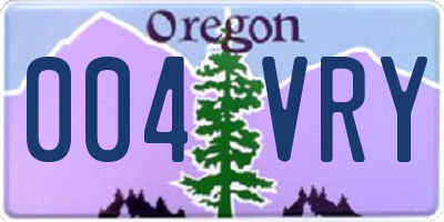 OR license plate 004VRY