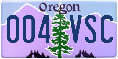 OR license plate 004VSC