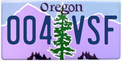 OR license plate 004VSF