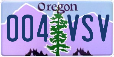 OR license plate 004VSV
