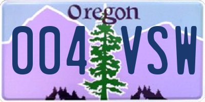 OR license plate 004VSW