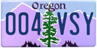 OR license plate 004VSY