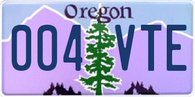 OR license plate 004VTE