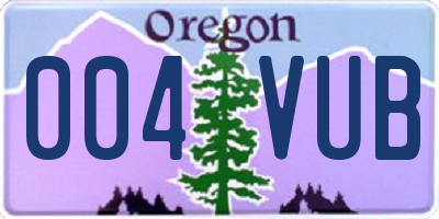OR license plate 004VUB
