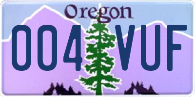 OR license plate 004VUF