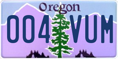 OR license plate 004VUM