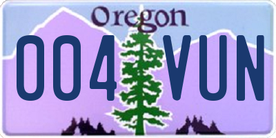 OR license plate 004VUN