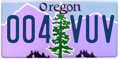 OR license plate 004VUV