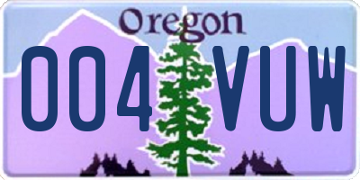 OR license plate 004VUW