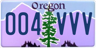OR license plate 004VVV