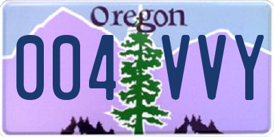 OR license plate 004VVY