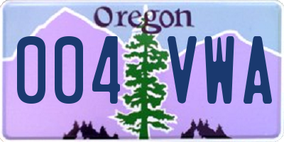 OR license plate 004VWA
