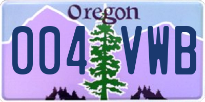 OR license plate 004VWB
