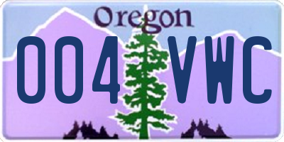 OR license plate 004VWC