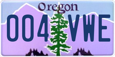 OR license plate 004VWE