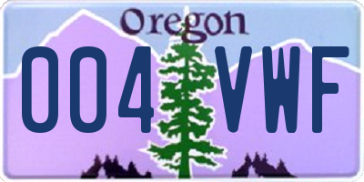 OR license plate 004VWF
