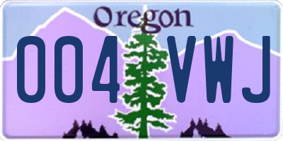 OR license plate 004VWJ