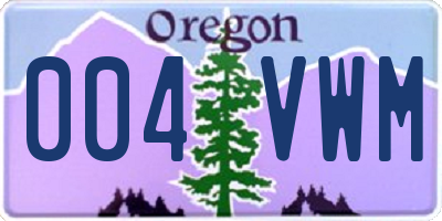 OR license plate 004VWM