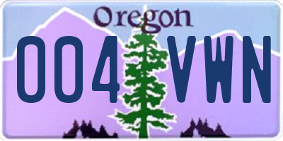 OR license plate 004VWN