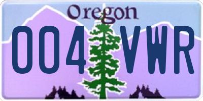 OR license plate 004VWR