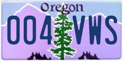 OR license plate 004VWS