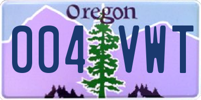 OR license plate 004VWT