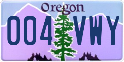 OR license plate 004VWY