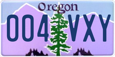 OR license plate 004VXY