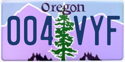 OR license plate 004VYF