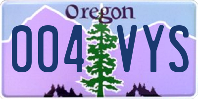 OR license plate 004VYS
