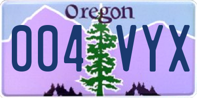 OR license plate 004VYX