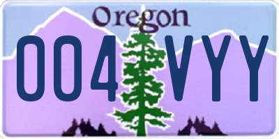 OR license plate 004VYY