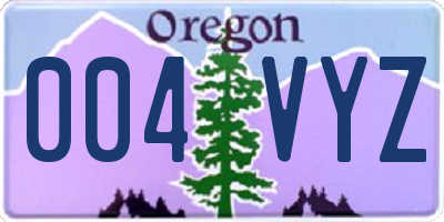 OR license plate 004VYZ