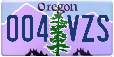 OR license plate 004VZS