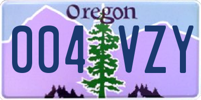 OR license plate 004VZY