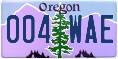 OR license plate 004WAE