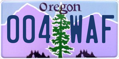 OR license plate 004WAF