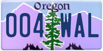 OR license plate 004WAL