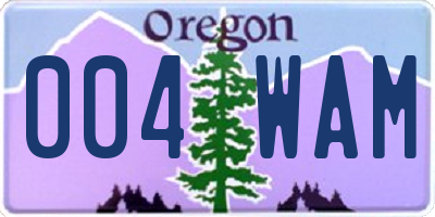 OR license plate 004WAM