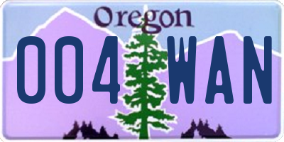 OR license plate 004WAN