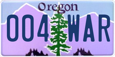 OR license plate 004WAR
