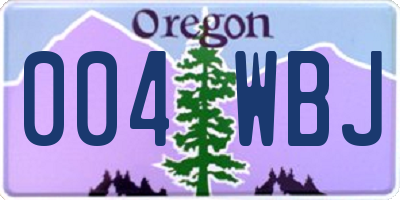 OR license plate 004WBJ